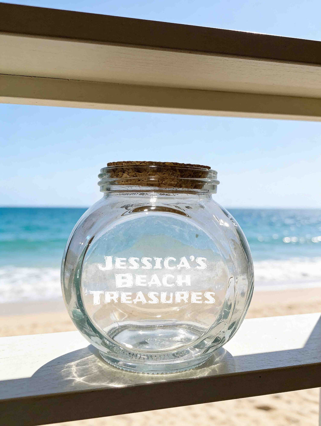 Personalized Glass Jar, Seashell Collection Keepsake Storage Container, Beach Decor