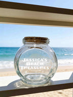 Personalized Glass Jar, Seashell Collection Keepsake Storage Container, Beach Decor