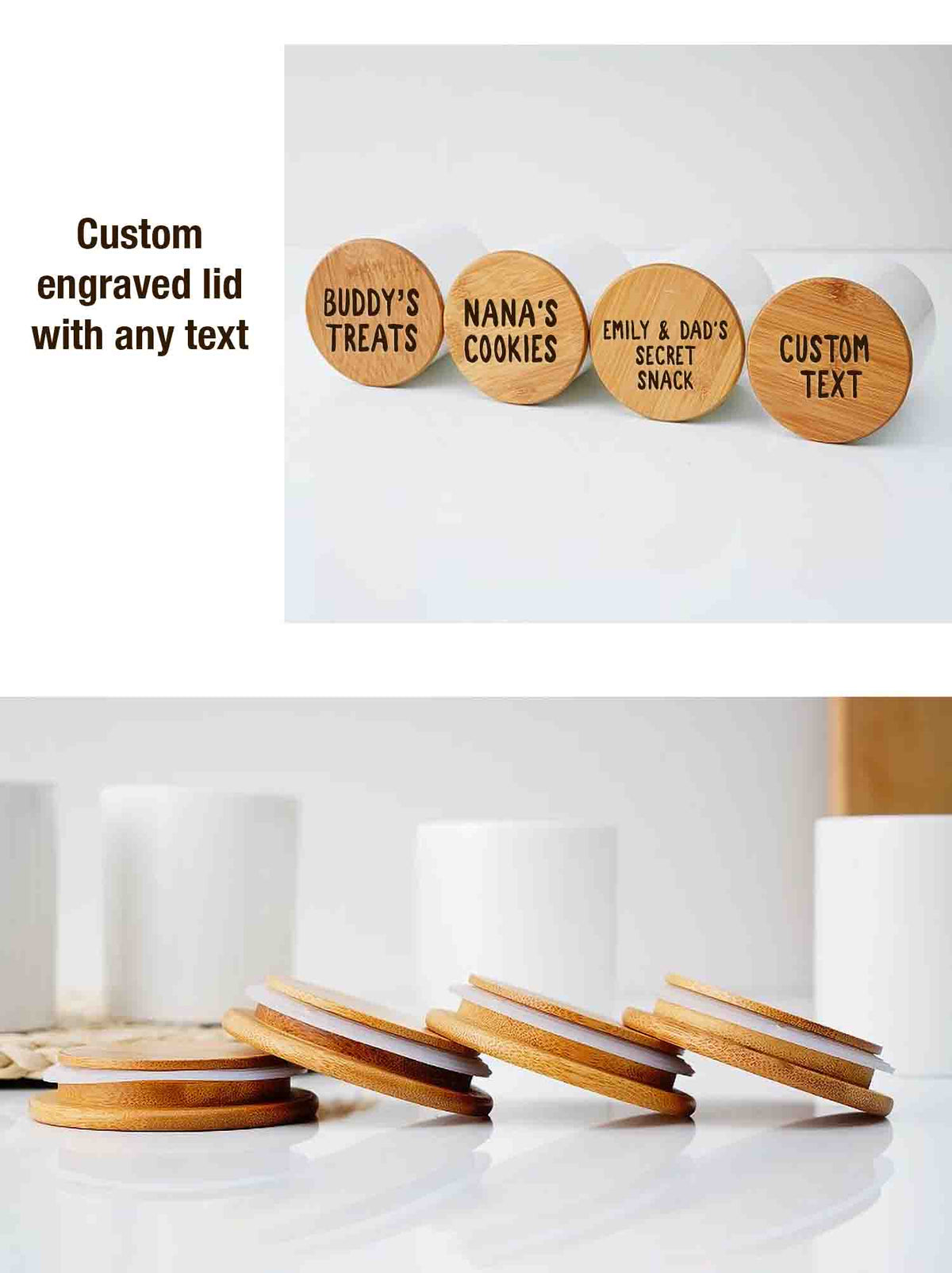 Personalized Pet Food/Treats Ceramic Jar with pet photo and engraved wood lid - Airtight Dog/Cat Treats Container, Dog Owner gift - Home decor