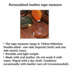 Personalized Sewing Measure, Round small leather tape measure, Engraved with your words, for Body Cloth Tailors Medical Measurements
