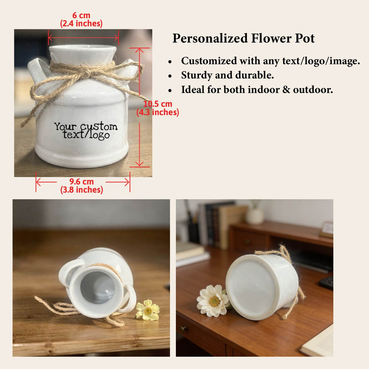 Personalized Anniversary Ceramic Garden Flower Pot, Hanging Planter, Celebration/Milestone Gift for Friend, Husband, Wife, Colleague