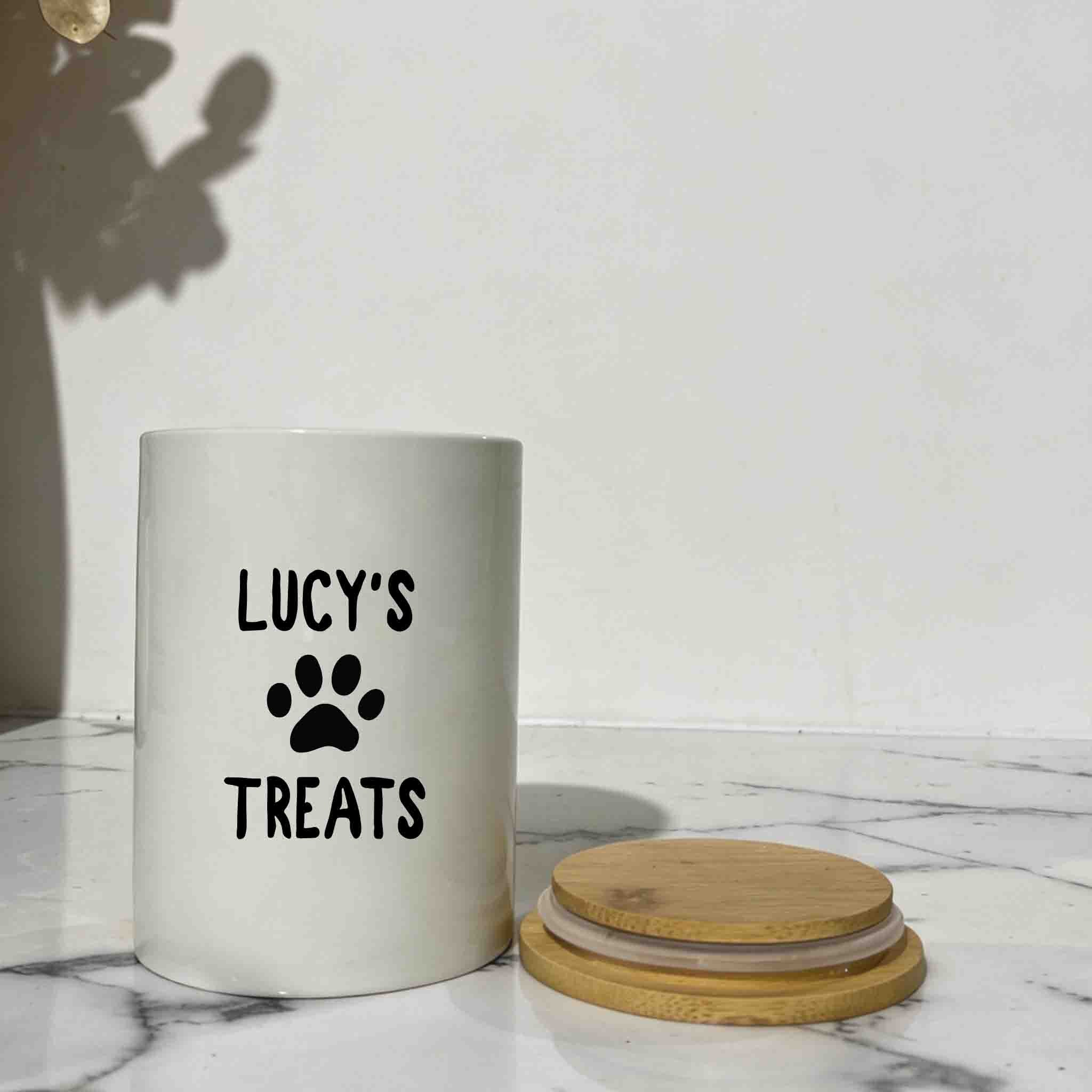 Personalized Dog/Cat Treat Ceramic Jar - Airtight Food Container, Dog Owner gift - Home decor