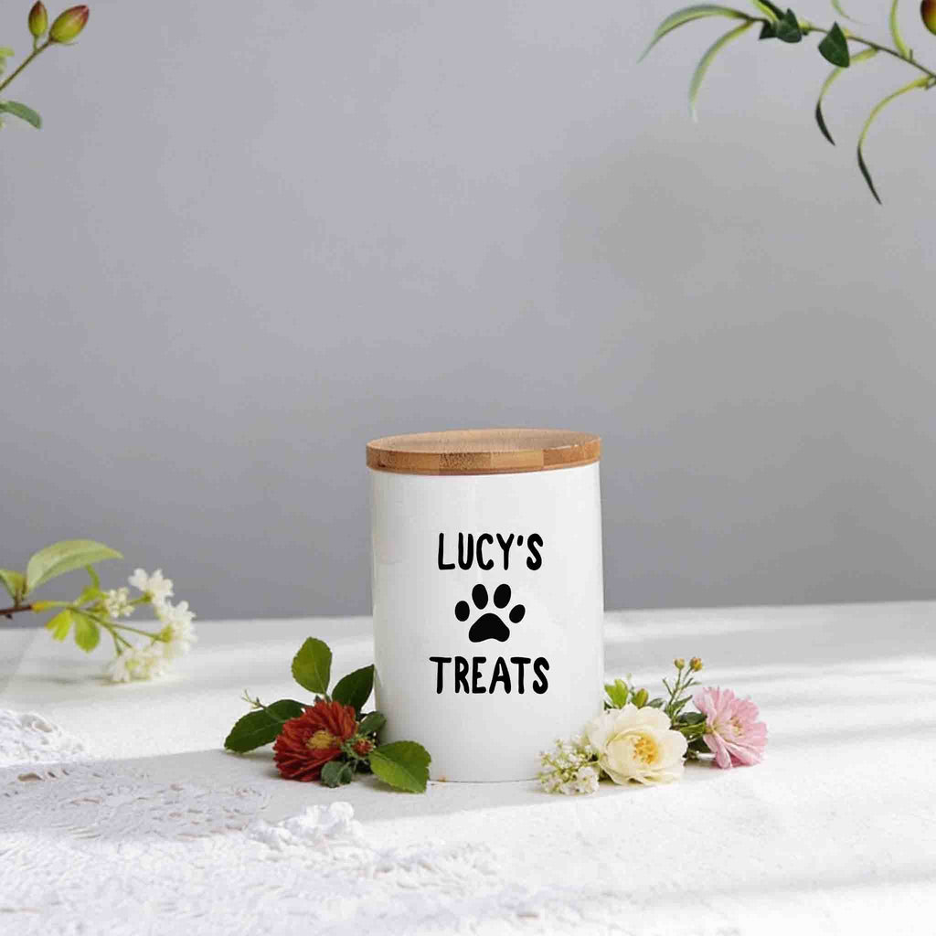 Personalized Dog/Cat Treat Ceramic Jar - Airtight Food Container, Dog Owner gift - Home decor