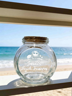 Custom Engraved Beach Treasures & Keepsake Glass Storage Jar – Custom Sea Glass Coastal Display Container