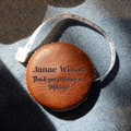 Personalized Sewing Measure, Round small leather tape measure, Engraved with your words, for Body Cloth Tailors Medical Measurements