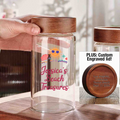 Personalized Beach Treasures Jar with Engraved Wood lid, Custom Seashell Collection Holder, Seashell Keepsake Shells Glass Storage Jar, Beach Decor