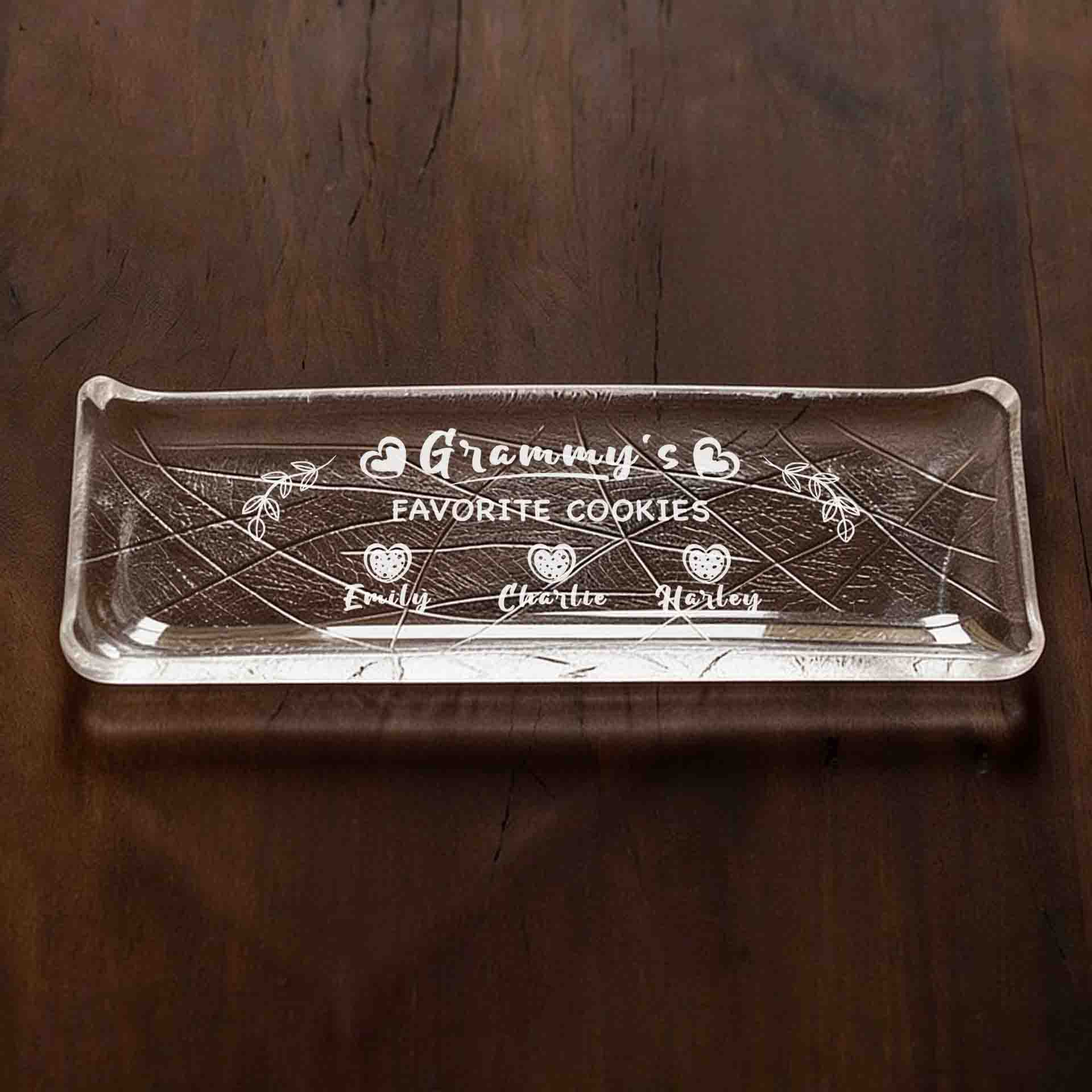 Personalized Crystal Glass Serving Tray, Japanese Style Sushi