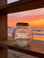 Personalized Glass Jar, Seashell Collection Keepsake Storage Container, Beach Decor