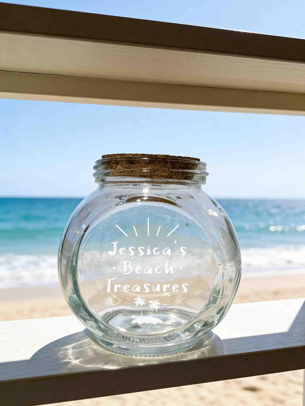 Personalized Glass Jar, Seashell Collection Keepsake Storage Container, Beach Decor