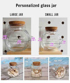 Personalized Glass Jar, Seashell Collection Keepsake Storage Container, Beach Decor