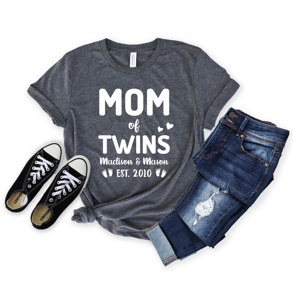 Personalized Mom of Twins Shirt - Mama of Twins Shirt - Custom Gift with twins' names [Unisex Shirt]
