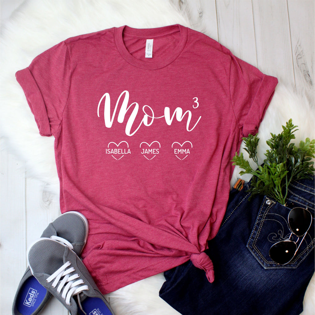 Personalized Mom of 3 Shirt - Mom of Three Shirt - Mama of 3 Shirt - Customized with names - Gift [Unisex Tee]
