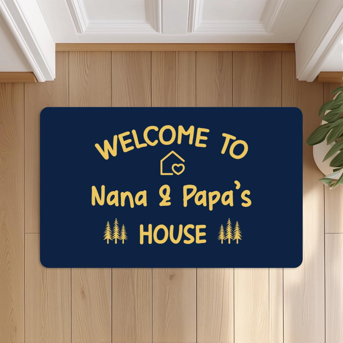 Personalized Nana Papa Doormat, Custom Grandma Grandpa Doormat, Welcome Door mat, Housewarming Home Grandparents Gift 18''x30'' sized