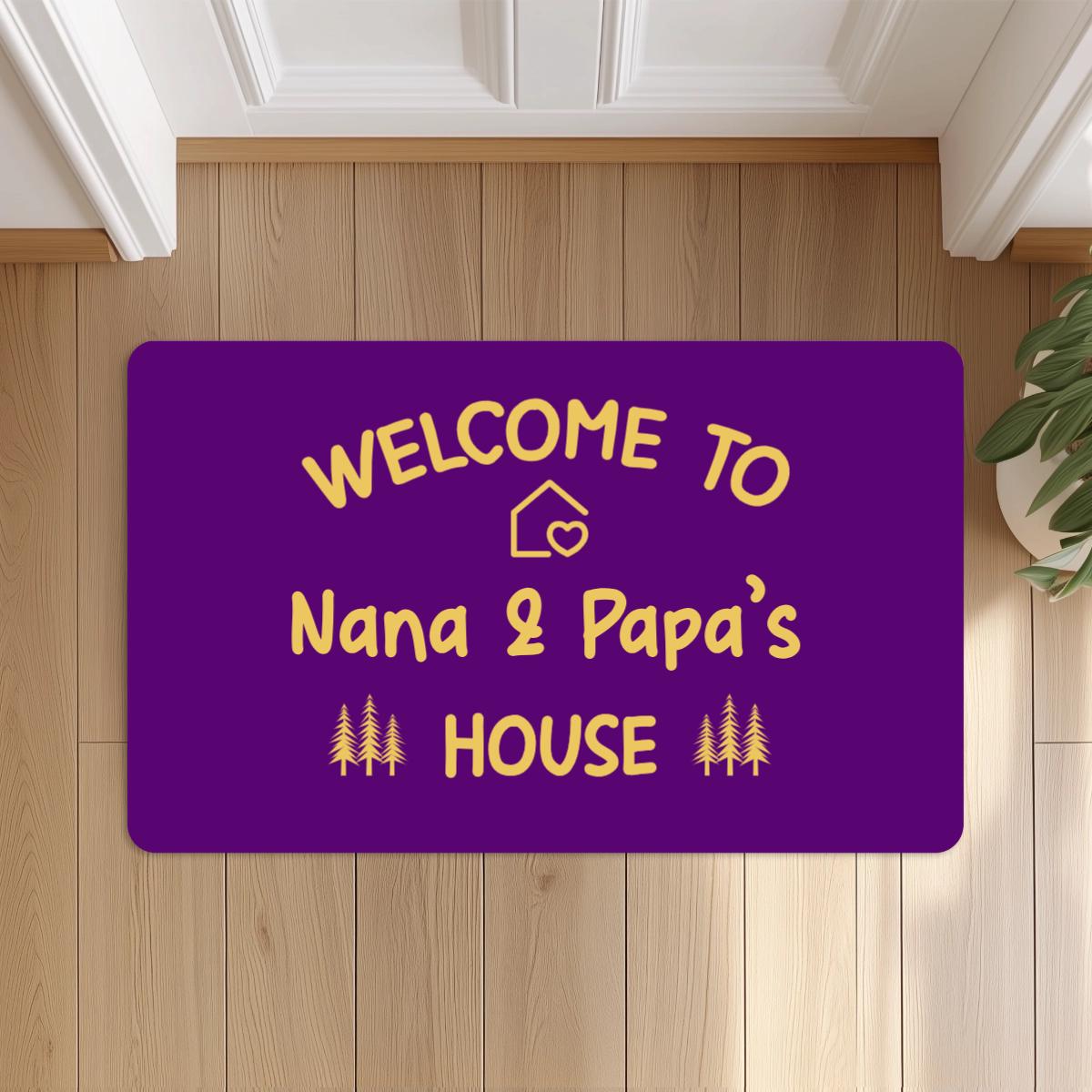 Personalized Nana Papa Doormat, Custom Grandma Grandpa Doormat, Welcome Door mat, Housewarming Home Grandparents Gift 18''x30'' sized