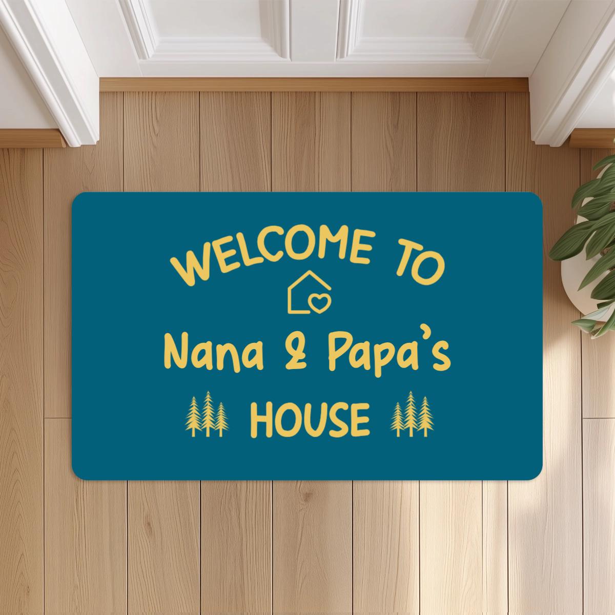 Personalized Nana Papa Doormat, Custom Grandma Grandpa Doormat, Welcome Door mat, Housewarming Home Grandparents Gift 18''x30'' sized