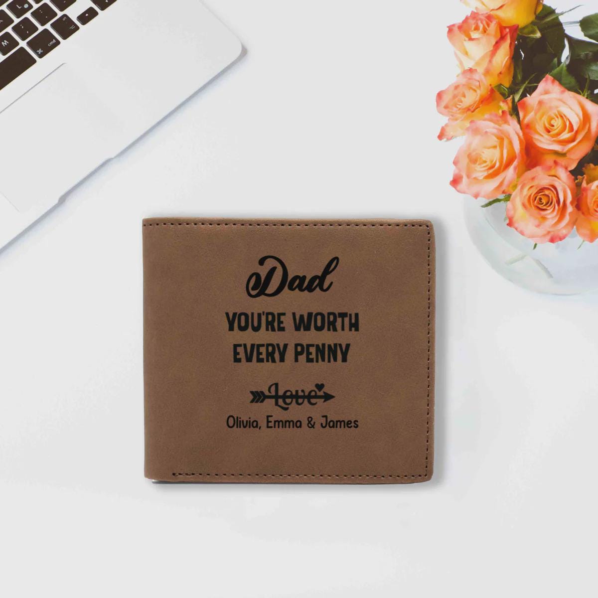 Personalized Funny Wallet for Dad, Custom Grandpa Gift with kids names, Fathers Day Gift