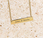 Personalized Necklace, Custom Engraved Bar Necklace with Couple’s Names, Gift for Lover, Boyfriend, Girlfriend