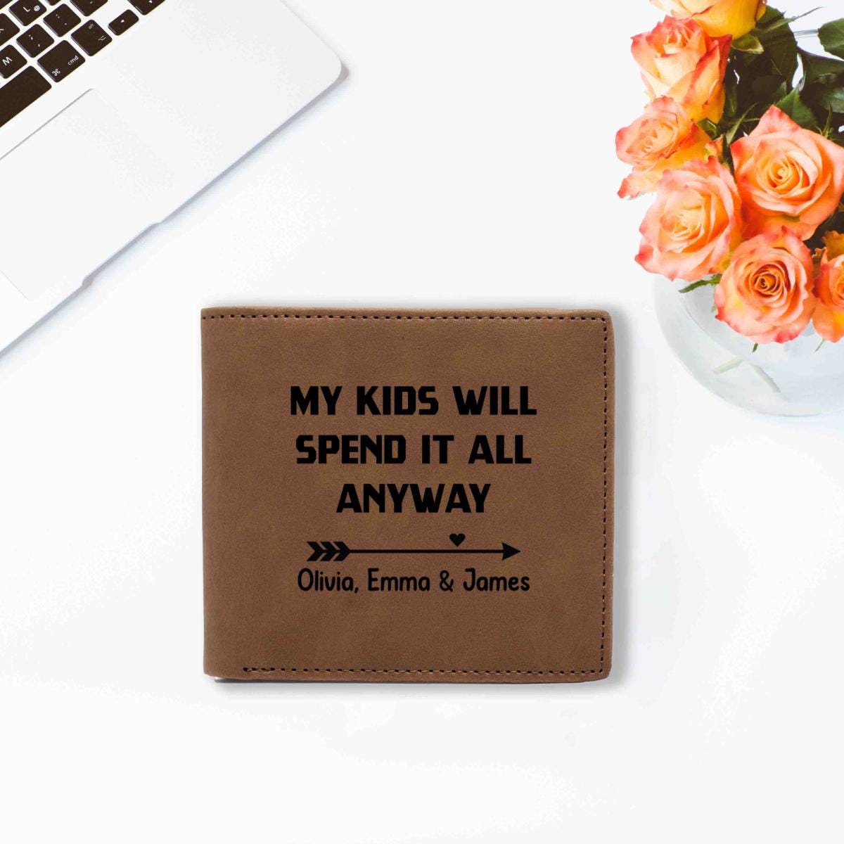 Personalized Funny Wallet for Dad, Custom Gift with kids names, Fathers Day Gift
