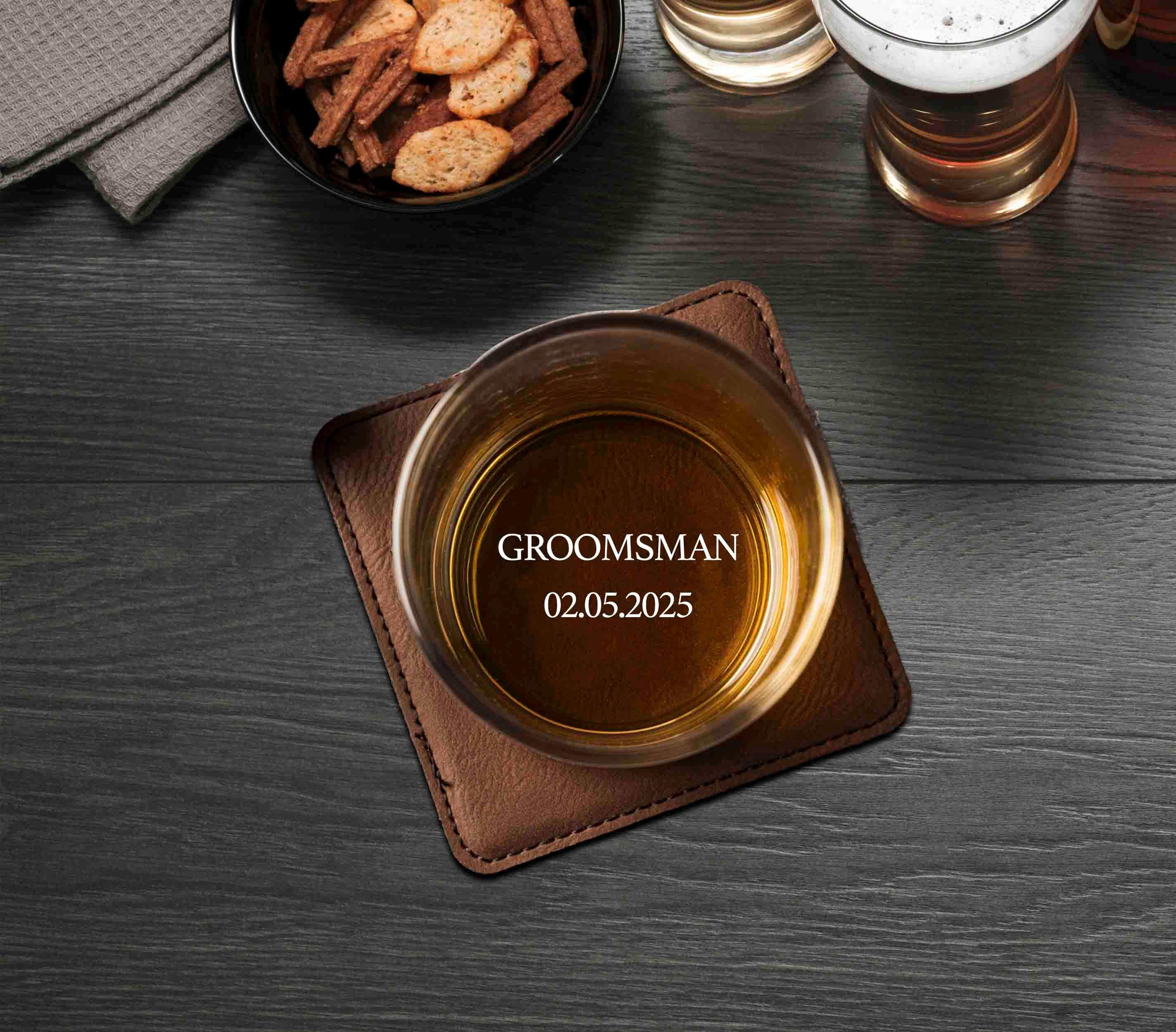 Personalized Whiskey Glasses, Custom Engraved Rocks Glass, Monogram Proposal Gift for Men, Groomsmen, Best Man