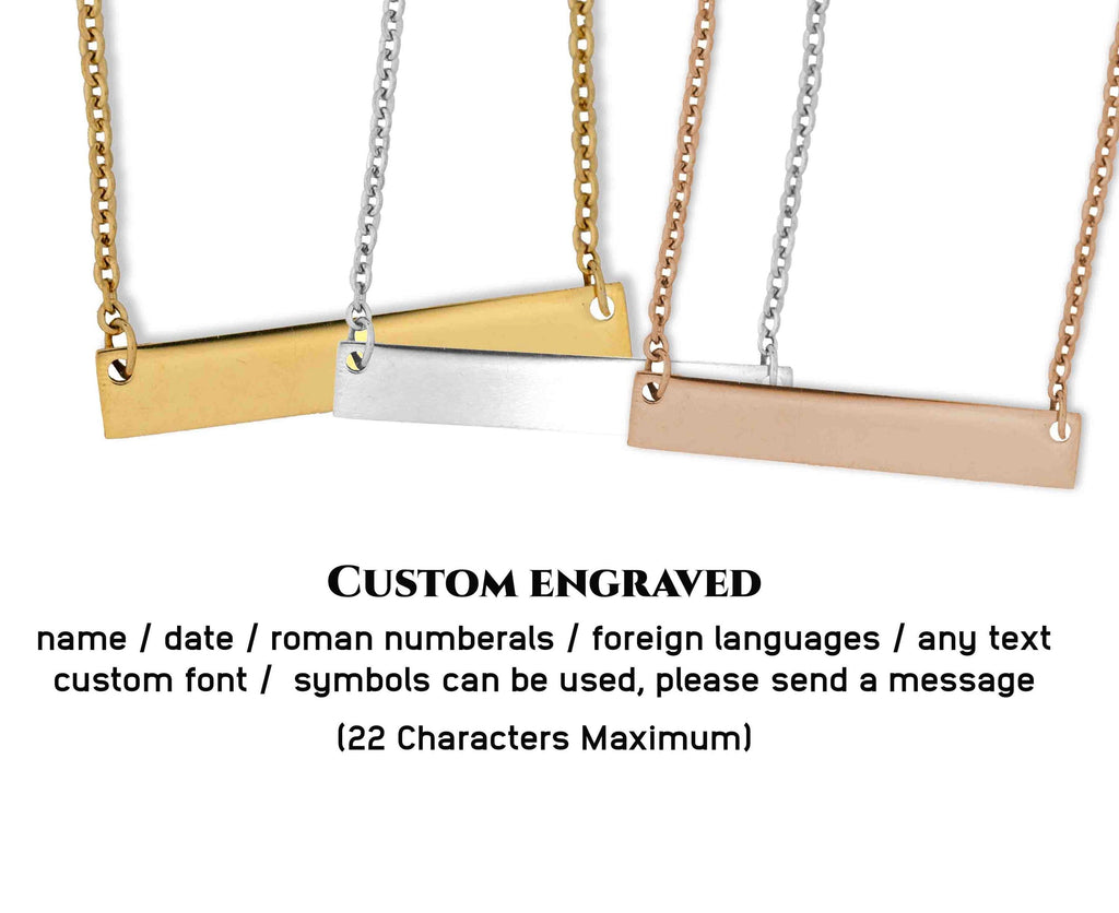Personalized Necklace, Custom Engraved Bar Necklace with Children’s Names , Name Necklace for Mom, Grandma, Dad, Grandpa