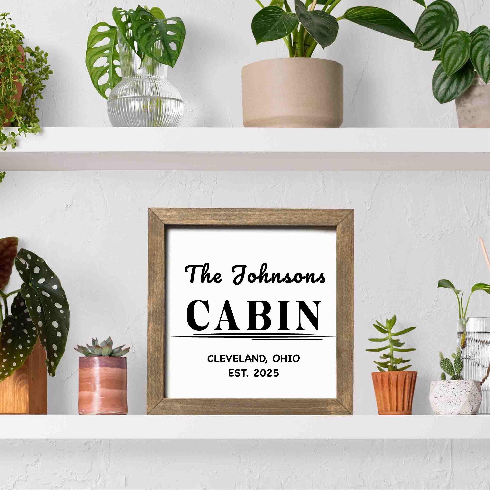 Personalized Family Cabin Sign, Custom House Wood Decor, Rustic Cottage Sign, Gift, Square Wooden Decor