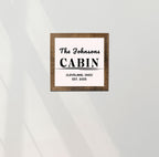 Personalized Family Cabin Sign, Custom House Wood Decor, Rustic Cottage Sign, Gift, Square Wooden Decor