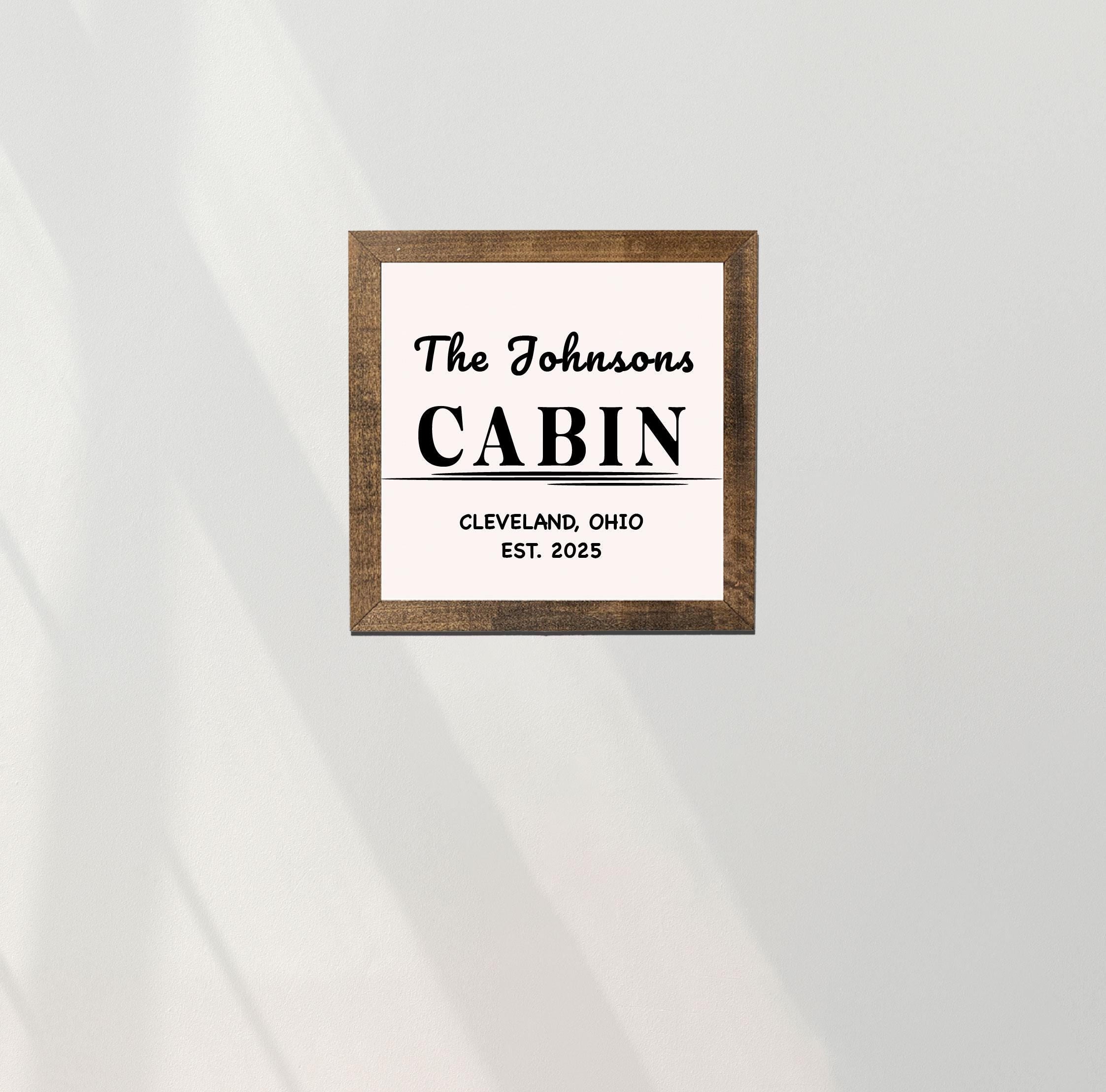Personalized Family Cabin Sign, Custom House Wood Decor, Rustic Cottage Sign, Gift, Square Wooden Decor