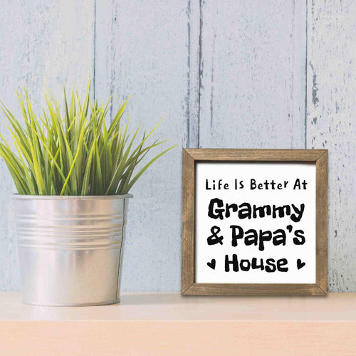 Grandma & Grandpa's House Welcome Sign, Life is better at grandma grandpa's house, Grandparents Home Sign, Gift, Square Wooden Decor