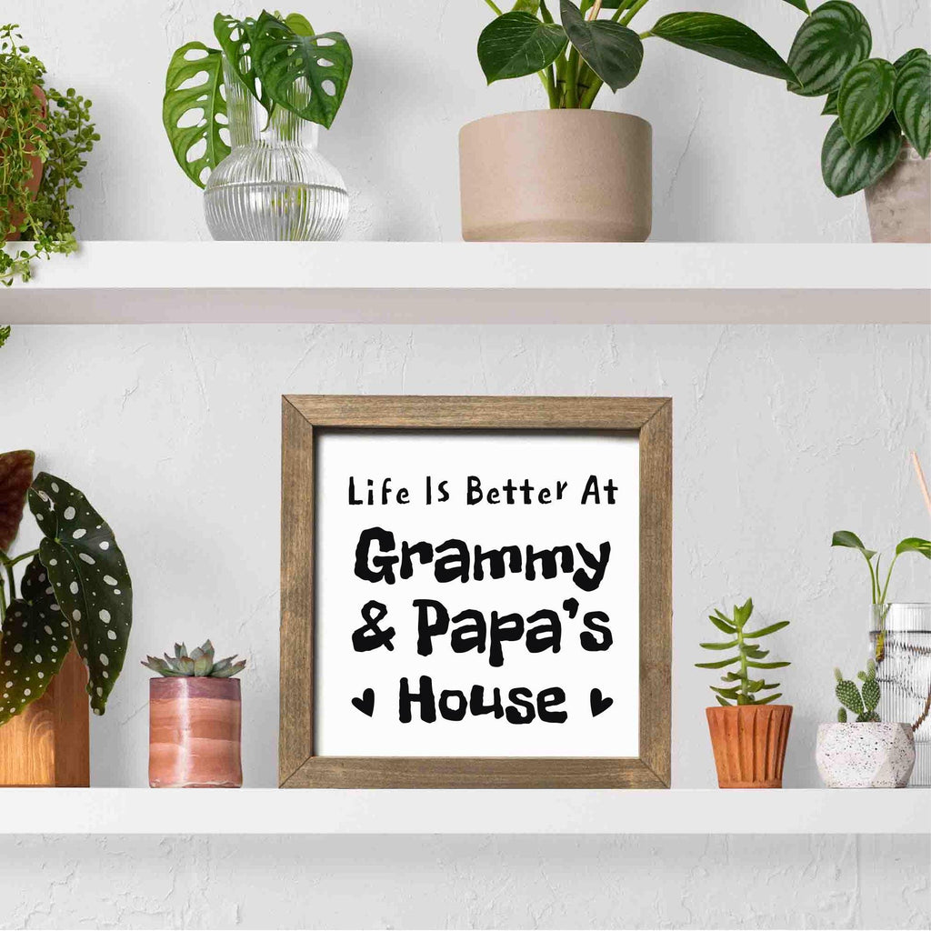 Grandma & Grandpa's House Welcome Sign, Life is better at grandma grandpa's house, Grandparents Home Sign, Gift, Square Wooden Decor