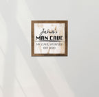 Personalized Man Cave Sign, Custom Rustic Cottage Sign, Custom Sign for Bar Game Poker Billiard Room My Cave Rules, Square Wooden Decor