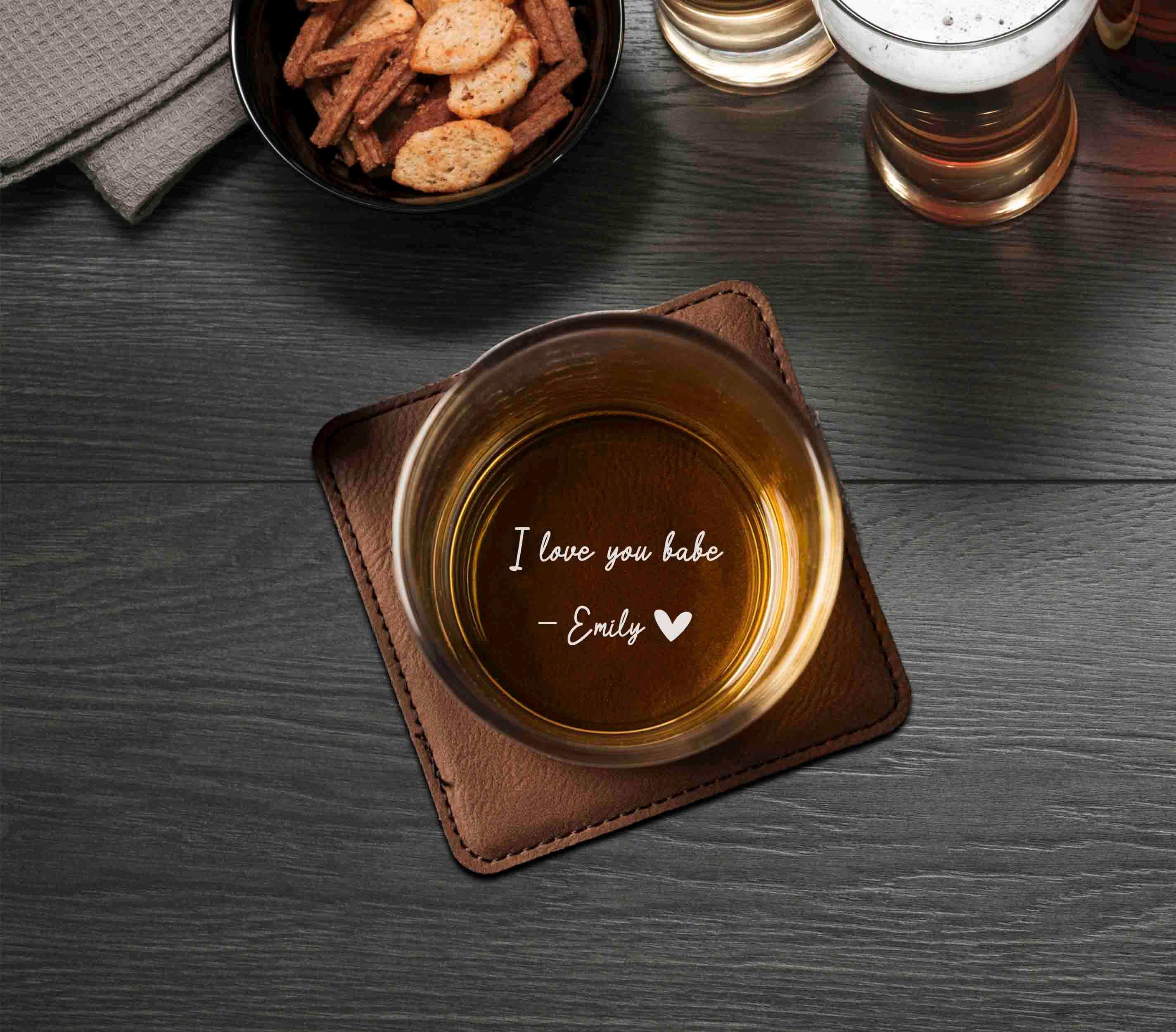 Personalized Whiskey Glasses for Husband, Boyfriend, Custom Engraved Rocks Glass, Funny Monogram Gift for Men