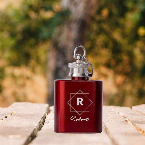 Personalized 1oz keychain flask for Groomsman proposal Gift, Custom Monogrammed Mini Flask with Name