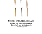 Personalized Name Necklace, Vertical Bar Necklace, Custom Engraved Dainty Necklace Gift for Mom, Grandma