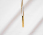 Personalized Name Necklace, Vertical Bar Necklace, Custom Engraved Dainty Necklace Gift for Mom, Grandma