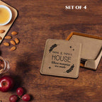 Grandma Grandpa House Coaster Set, Set of 4 Vegan Leather Coasters, Custom Nana, Grammy, Mimi Kitchen Gift