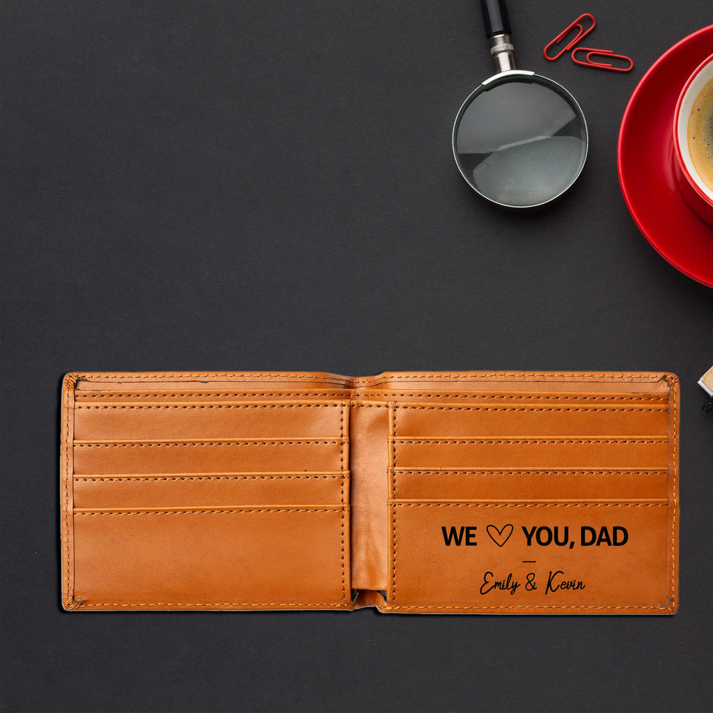 Personalized Wallet for Dad Grandpa Uncle with Engraved Name/Message inside, Father’s Day Gift for Men