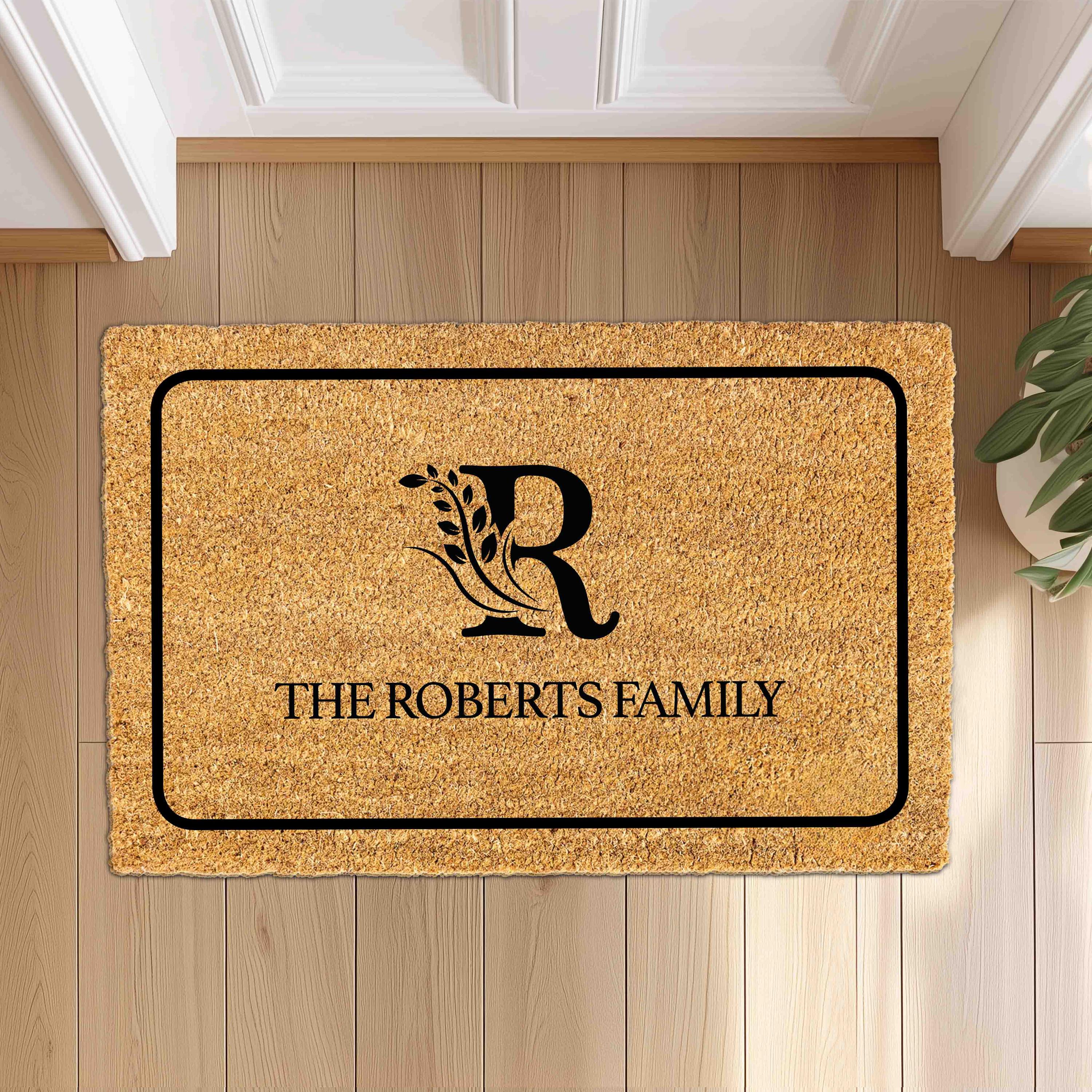 Personalized Welcome Doormat with Family Name, Custom monogram last name doormat, Housewarming Gift, House Decor Outdoor Mat