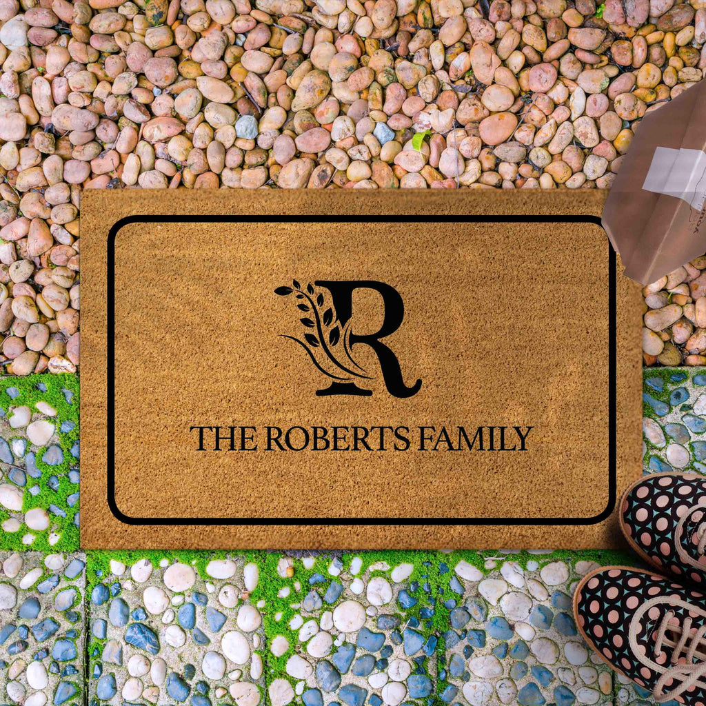 Personalized Welcome Doormat with Family Name, Custom monogram last name doormat, Housewarming Gift, House Decor Outdoor Mat
