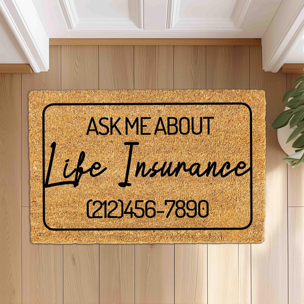 Personalized Doormat for Life Insurance, Custom Small Business Doormat, Gift Outdoor Mat