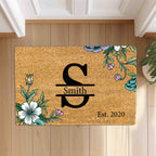 Personalized Welcome Doormat with Family Name, Custom monogram last name initial letter doormat, Housewarming Gift, House Decor Outdoor Mat