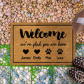 Personalized Welcome Doormat with Family Member and Dog / Cat Pet Names, Custom name doormat, Housewarming Gift, House Decor Outdoor Mat