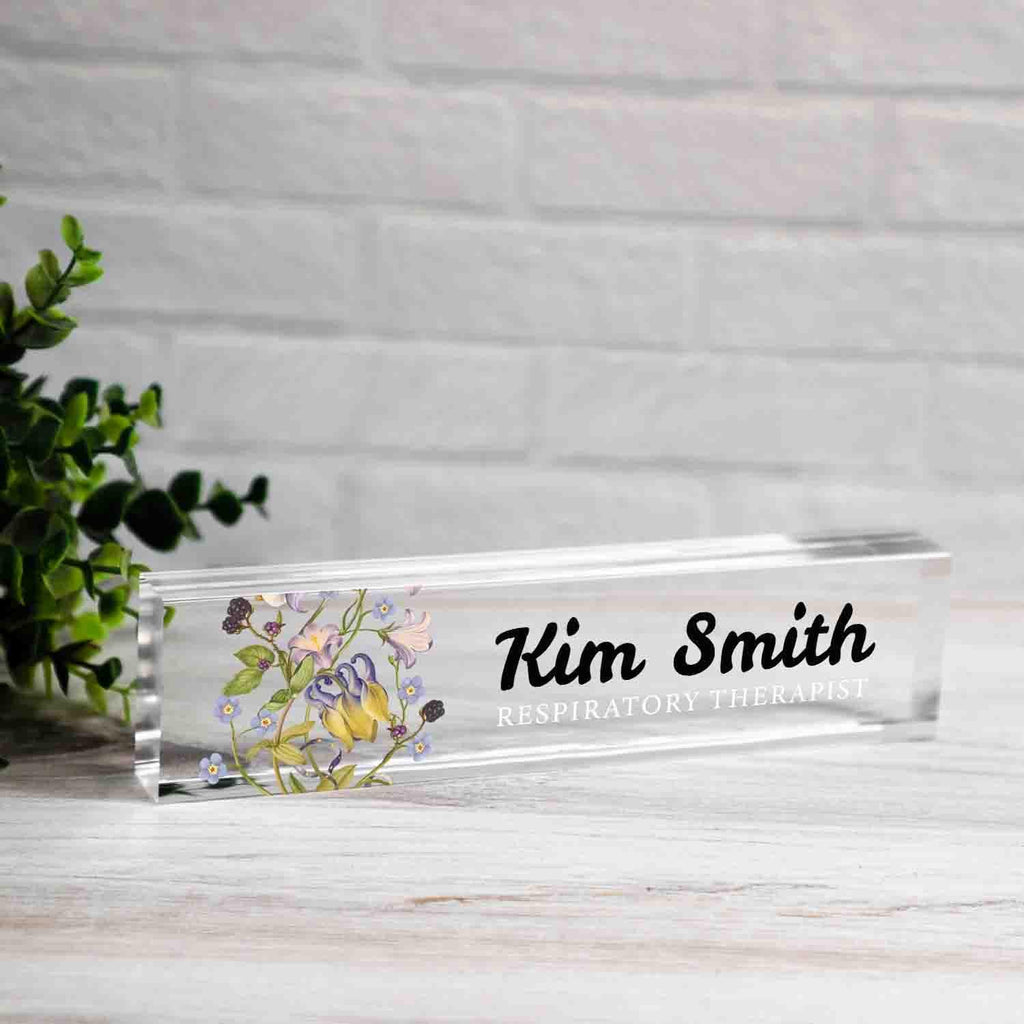 Personalized Nameplate for Respiratory therapist or any title, Custom Name Wedge, Desk Sign, Office Job Title Desk Bar Clear Name Plate