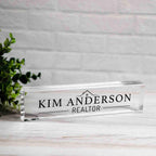 Personalized Nameplate for Realtor or any title, Custom Name Wedge, Desk Sign, Office Job Title Desk Bar Clear Name Plate