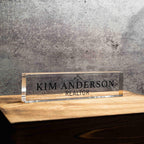 Personalized Nameplate for Realtor or any title, Custom Name Wedge, Desk Sign, Office Job Title Desk Bar Clear Name Plate