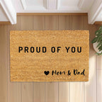 Personalized Doormat with message to child from parents, Gift for Son, Daughter from Mom Dad, Custom Housewarming Gift, Outdoor/Indoor Mat
