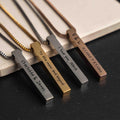 Personalized Name Necklace, Vertical Bar Necklace, Custom Engraved Dainty Necklace Gift for Mom, Grandma