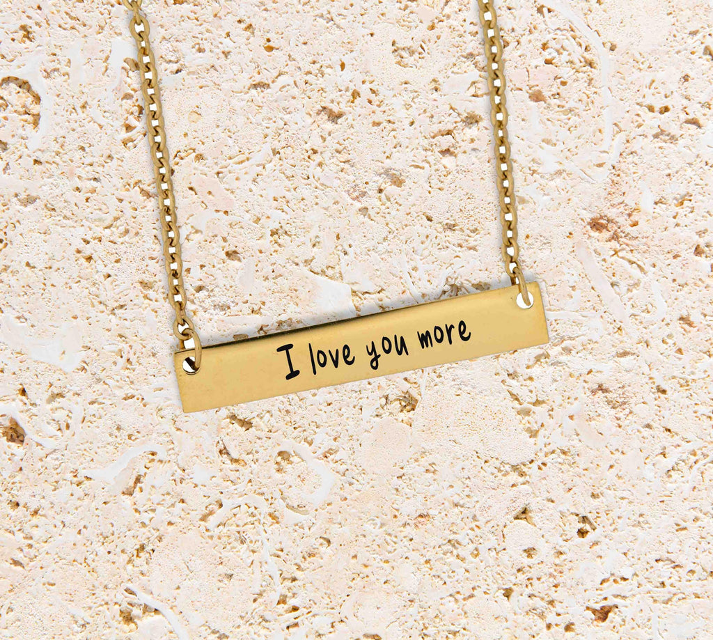 Personalized Simple Necklace for Valentines Day Anniversary, New Couple Wedding Gift Bar Necklace, Custom Engraved Dainty Necklace