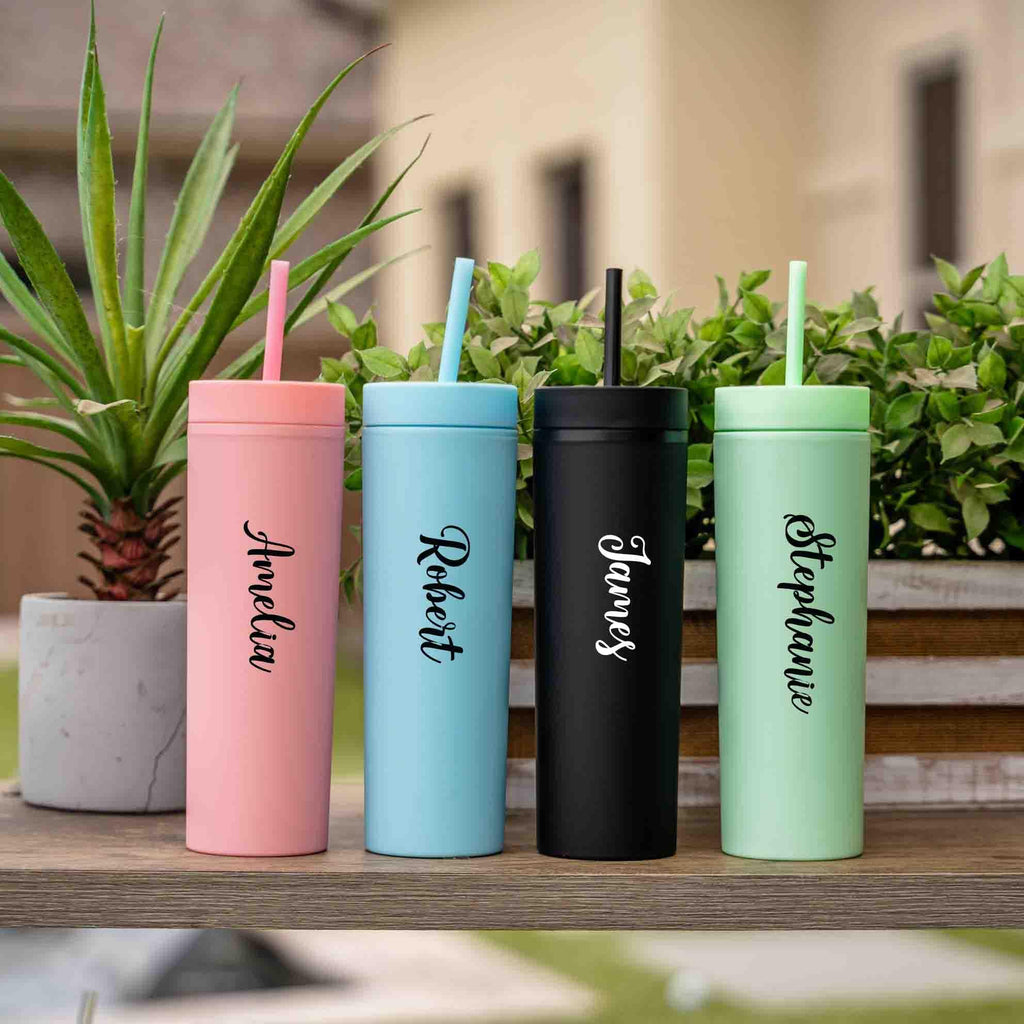 Personalized name tumbler with Lid and Straw, Acrylic Tumbler, Custom Skinny Cup