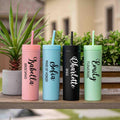 Personalized Wedding name title tumbler with Lid and Straw, Acrylic Tumbler, Custom Skinny Cup for Bride, Bridesmaids, Maid of Honor