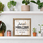 Personalized Man Cave Sign, Custom Rustic Cottage Sign, Custom Sign for Bar Game Poker Billiard Room My Cave Rules, Square Wooden Decor